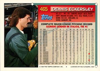 1994 Topps - Gold #465 Dennis Eckersley Back