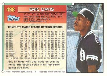 1994 Topps - Gold #488 Eric Davis Back