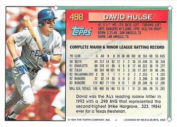 1994 Topps - Gold #498 David Hulse Back