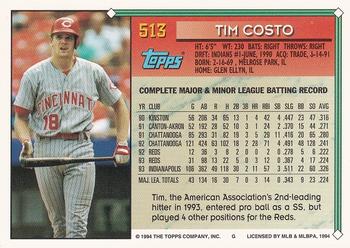 1994 Topps - Gold #513 Tim Costo Back