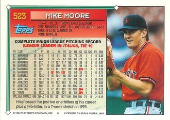 1994 Topps - Gold #523 Mike Moore Back