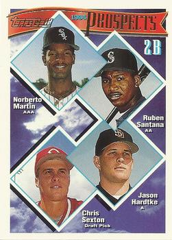 1994 Topps - Gold #527 2B Prospects (Norberto Martin / Ruben Santana / Jason Hardtke / Chris Sexton) Front