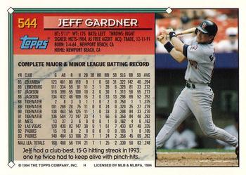 1994 Topps - Gold #544 Jeff Gardner Back