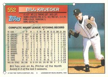 1994 Topps - Gold #552 Bill Krueger Back