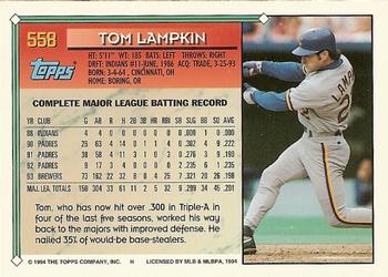 1994 Topps - Gold #558 Tom Lampkin Back