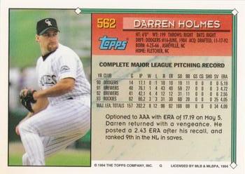 1994 Topps - Gold #562 Darren Holmes Back