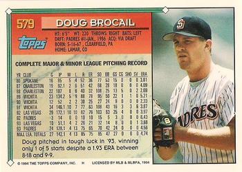 1994 Topps - Gold #579 Doug Brocail Back