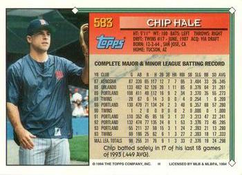 1994 Topps - Gold #583 Chip Hale Back