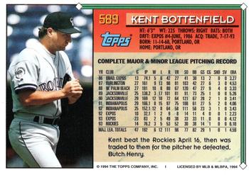 1994 Topps - Gold #589 Kent Bottenfield Back