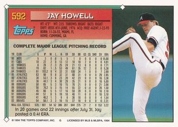 1994 Topps - Gold #592 Jay Howell Back