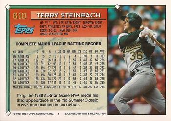 1994 Topps - Gold #610 Terry Steinbach Back