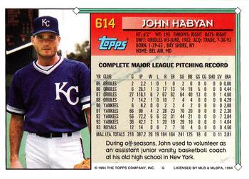 1994 Topps - Gold #614 John Habyan Back