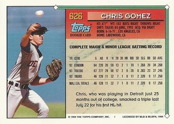 1994 Topps - Gold #626 Chris Gomez Back