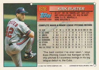 1994 Topps - Gold #628 Kirk Rueter Back