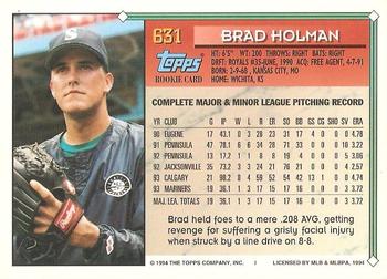 1994 Topps - Gold #631 Brad Holman Back