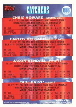 1994 Topps - Gold #686 C Prospects (Chris Howard / Carlos Delgado / Jason Kendall / Paul Bako) Back