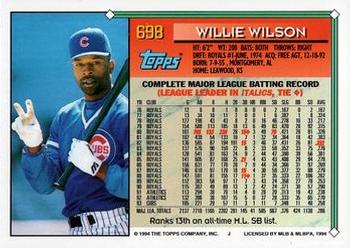 1994 Topps - Gold #698 Willie Wilson Back