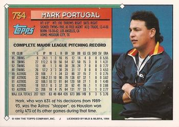 1994 Topps - Gold #734 Mark Portugal Back