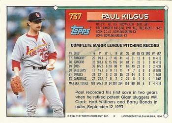 1994 Topps - Gold #737 Paul Kilgus Back