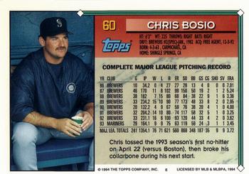 1994 Topps - Gold #60 Chris Bosio Back