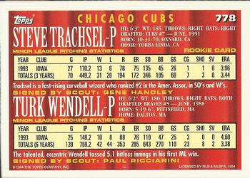 1994 Topps - Gold #778 Steve Trachsel / Turk Wendell Back