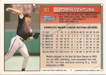 1994 Topps - Gold #90 Robin Ventura Back