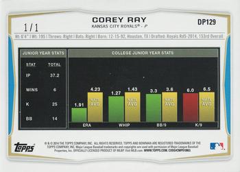 2014 Bowman Draft - White Ice #DP129 Corey Ray Back