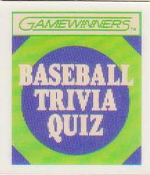 1988 Sportflics Gamewinners - Baseball Trivia Quiz #1 Baseball Trivia Quiz Front