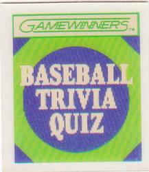 1988 Sportflics Gamewinners - Baseball Trivia Quiz #2 Baseball Trivia Quiz Front