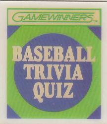 1988 Sportflics Gamewinners - Baseball Trivia Quiz #3 Baseball Trivia Quiz Front