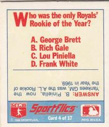 1988 Sportflics Gamewinners - Baseball Trivia Quiz #4 Baseball Trivia Quiz Back