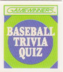 1988 Sportflics Gamewinners - Baseball Trivia Quiz #7 Baseball Trivia Quiz Front