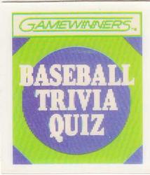 1988 Sportflics Gamewinners - Baseball Trivia Quiz #8 Baseball Trivia Quiz Front