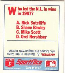 1988 Sportflics Gamewinners - Baseball Trivia Quiz #14 Baseball Trivia Quiz Back