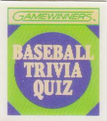 1988 Sportflics Gamewinners - Baseball Trivia Quiz #14 Baseball Trivia Quiz Front
