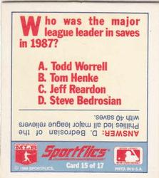 1988 Sportflics Gamewinners - Baseball Trivia Quiz #15 Baseball Trivia Quiz Back