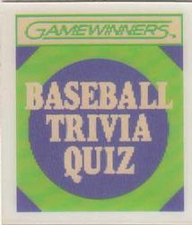 1988 Sportflics Gamewinners - Baseball Trivia Quiz #15 Baseball Trivia Quiz Front