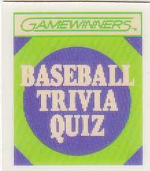 1988 Sportflics Gamewinners - Baseball Trivia Quiz #16 Baseball Trivia Quiz Front