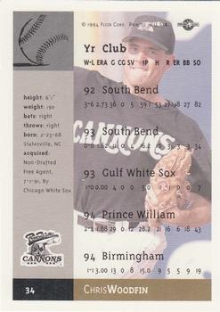 1994-95 Fleer Excel #34 Chris Woodfin Back