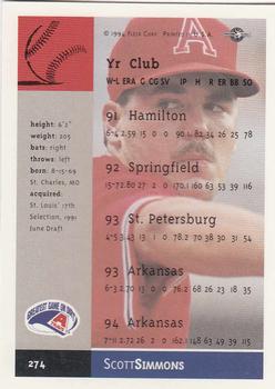 1994-95 Fleer Excel #274 Scott Simmons Back