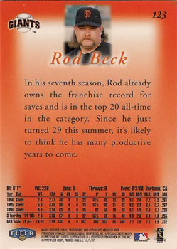 1997 Sports Illustrated #123 Rod Beck Back