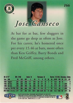 1997 Sports Illustrated #166 Jose Canseco Back