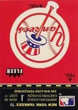 1980 Fleer Baseball Stickers #NNO New York Yankees Logo Front