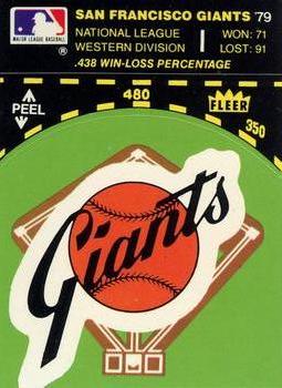 1980 Fleer Baseball Stickers #NNO San Francisco Giants Baseball Diamond Front