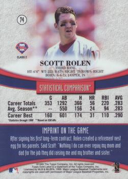 1999 Topps Gold Label - Class 2 #74 Scott Rolen Back