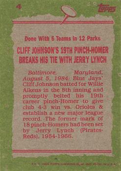 1985 Topps #4 Cliff Johnson Back