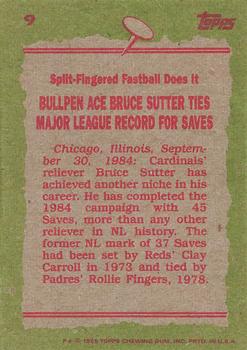 1985 Topps #9 Bruce Sutter Back