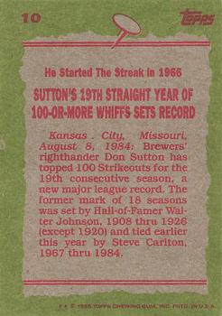 1985 Topps #10 Don Sutton Back