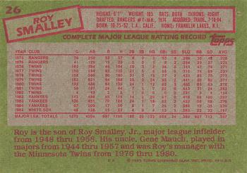 1985 Topps #26 Roy Smalley Back
