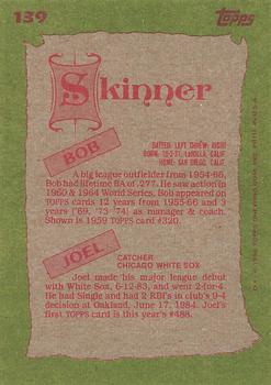 1985 Topps #139 Bob Skinner / Joel Skinner Back